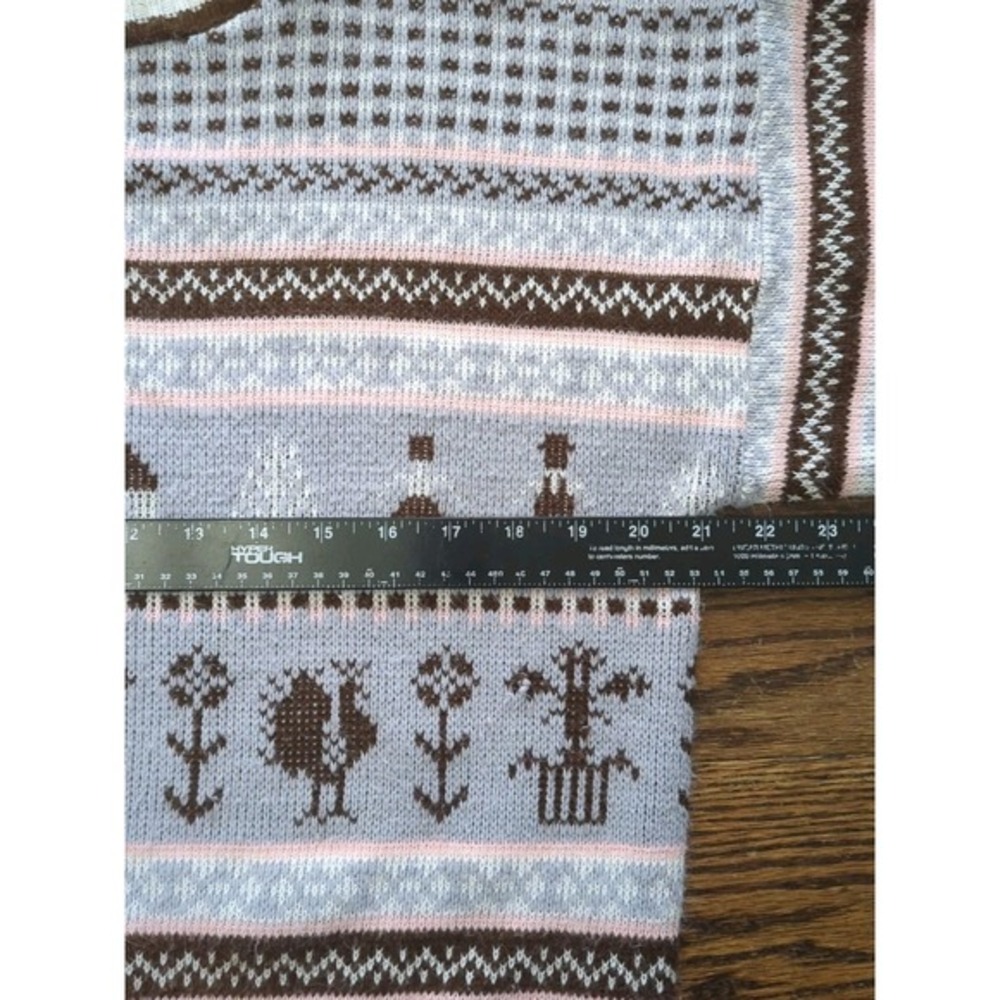 Vtg Hot Cashews 80s Cottagecore Fairisle Farm The Little House Theme Sweater M - Picture 8 of 9